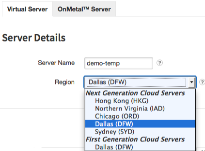 Choose a region for the server before choosing any other aspect of its configuration.